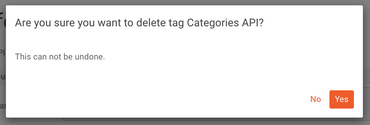 Delete Tag modal
