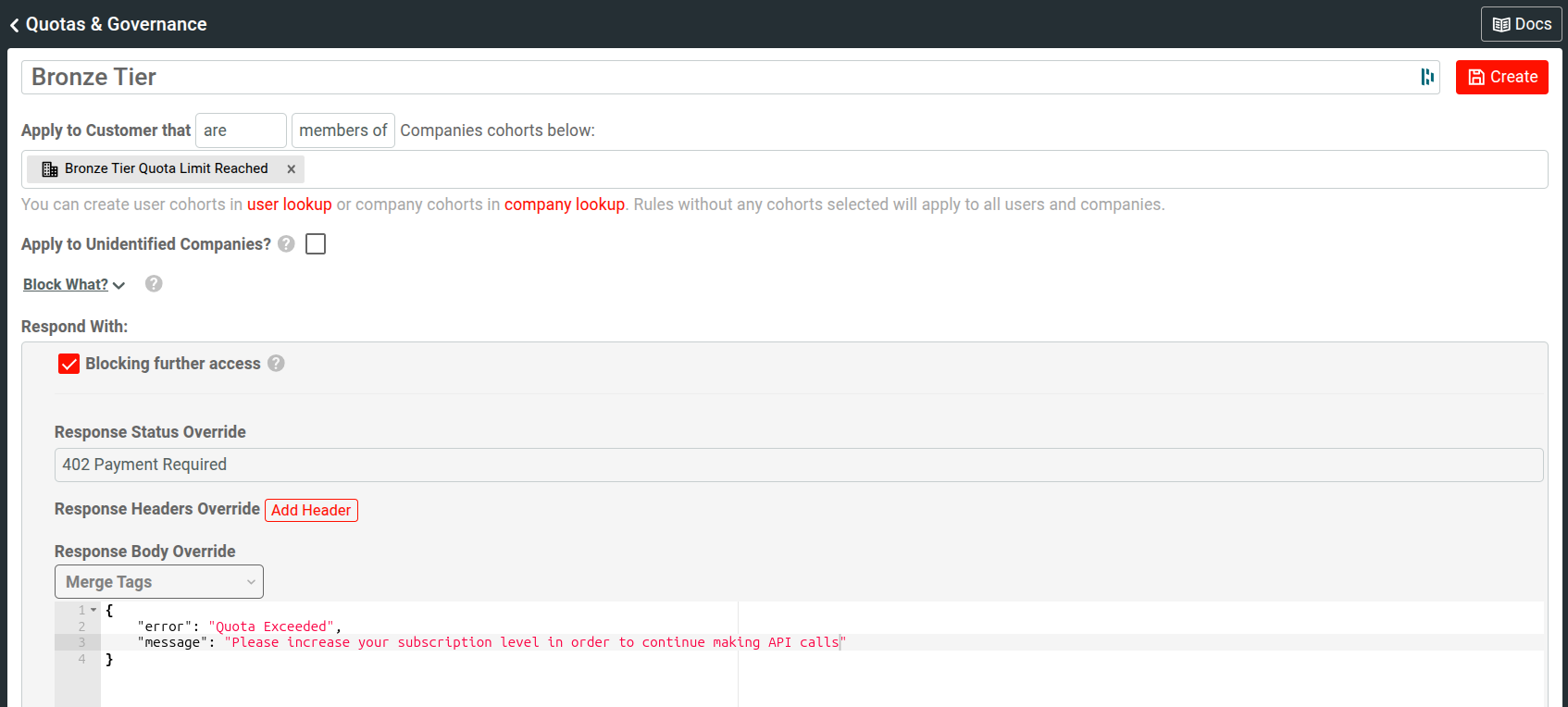 Quota Reached Response