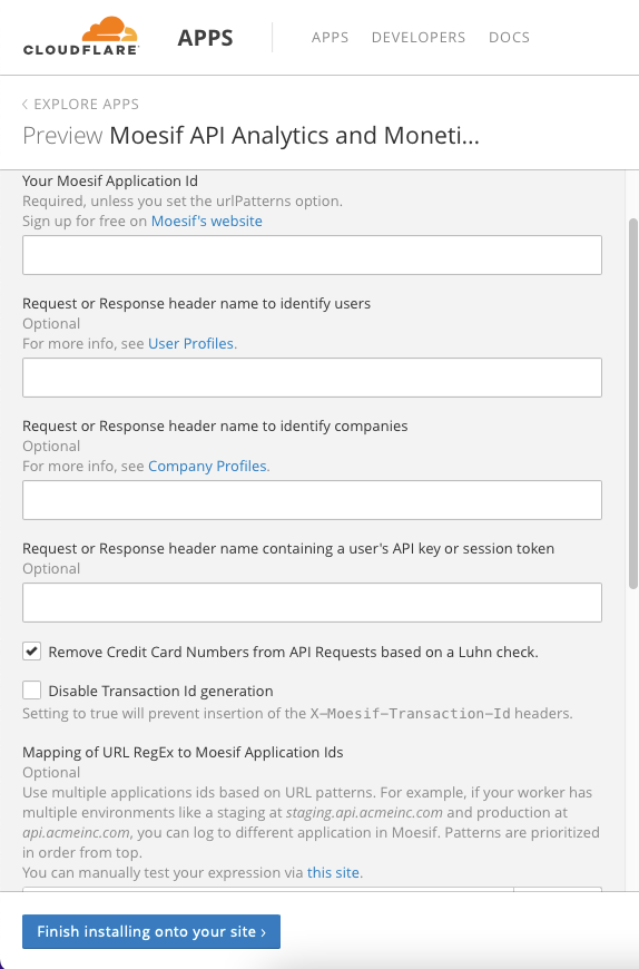 Cloudflare App Store with Moesif API Analytics