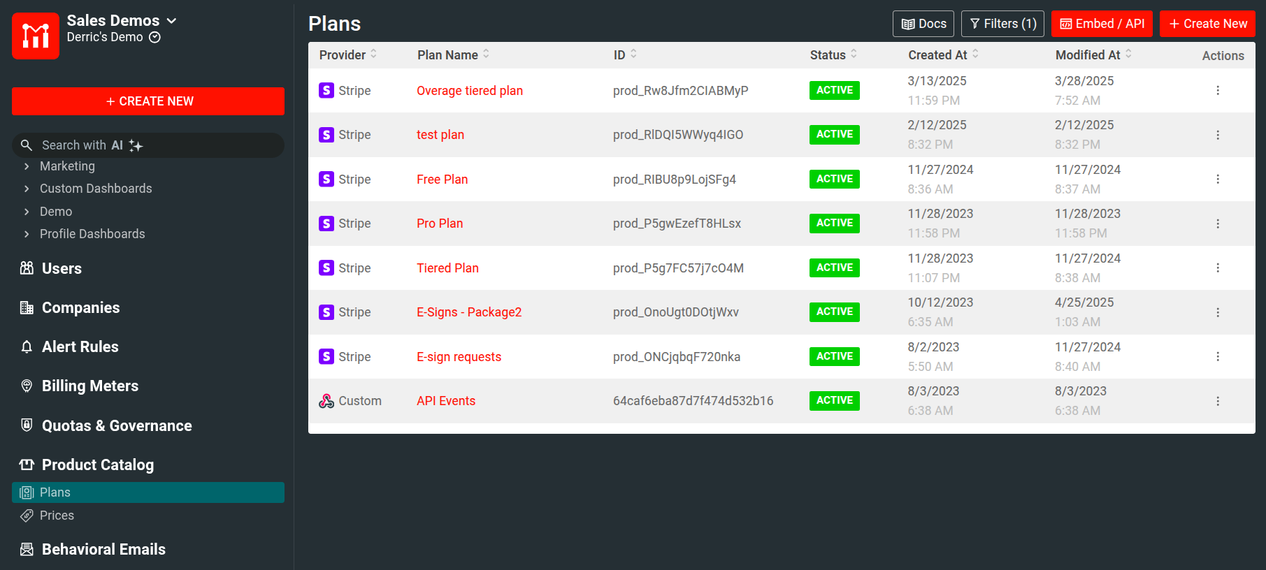 Moesif Product Catalog Plans