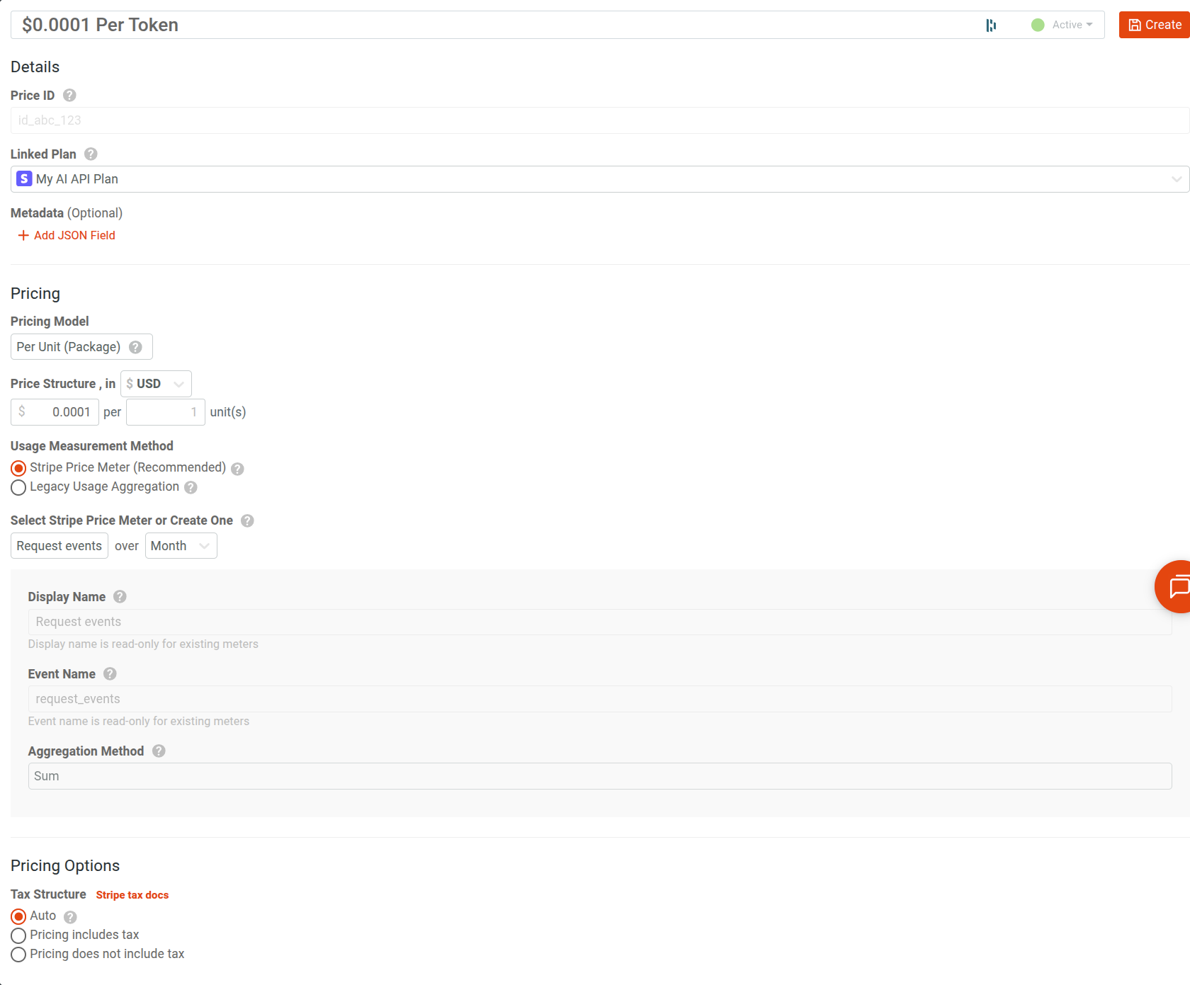 Create Price and Plan