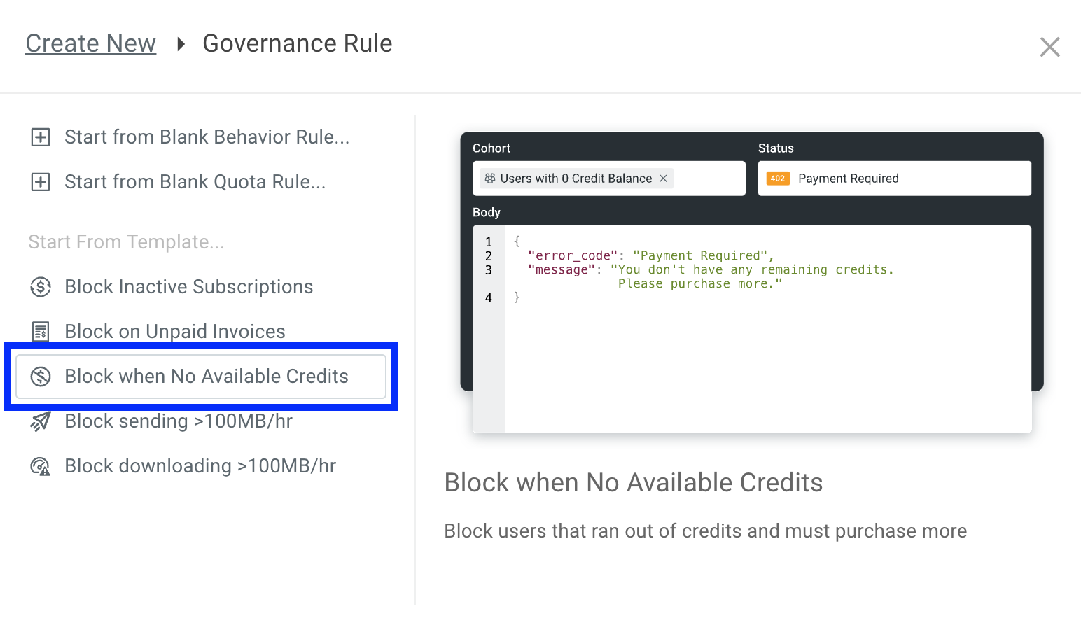 Block when No Available Credits