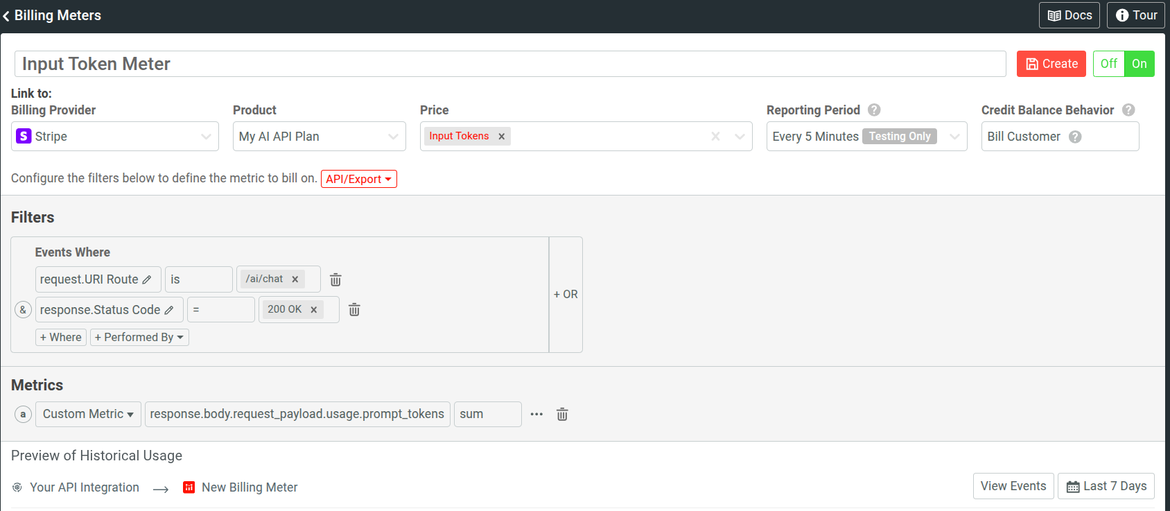 Meter for input tokens