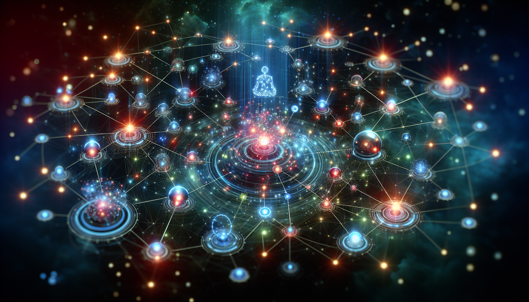 Illustration of various interconnected AI and machine learning nodes