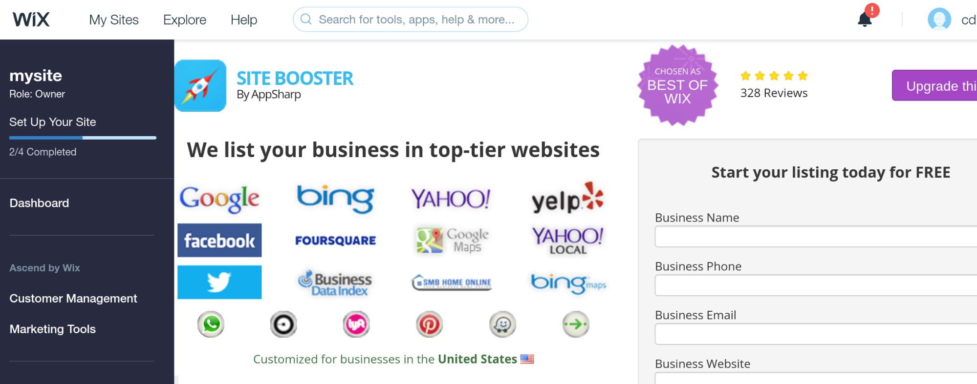 Wix: one-time setup after adding the integration