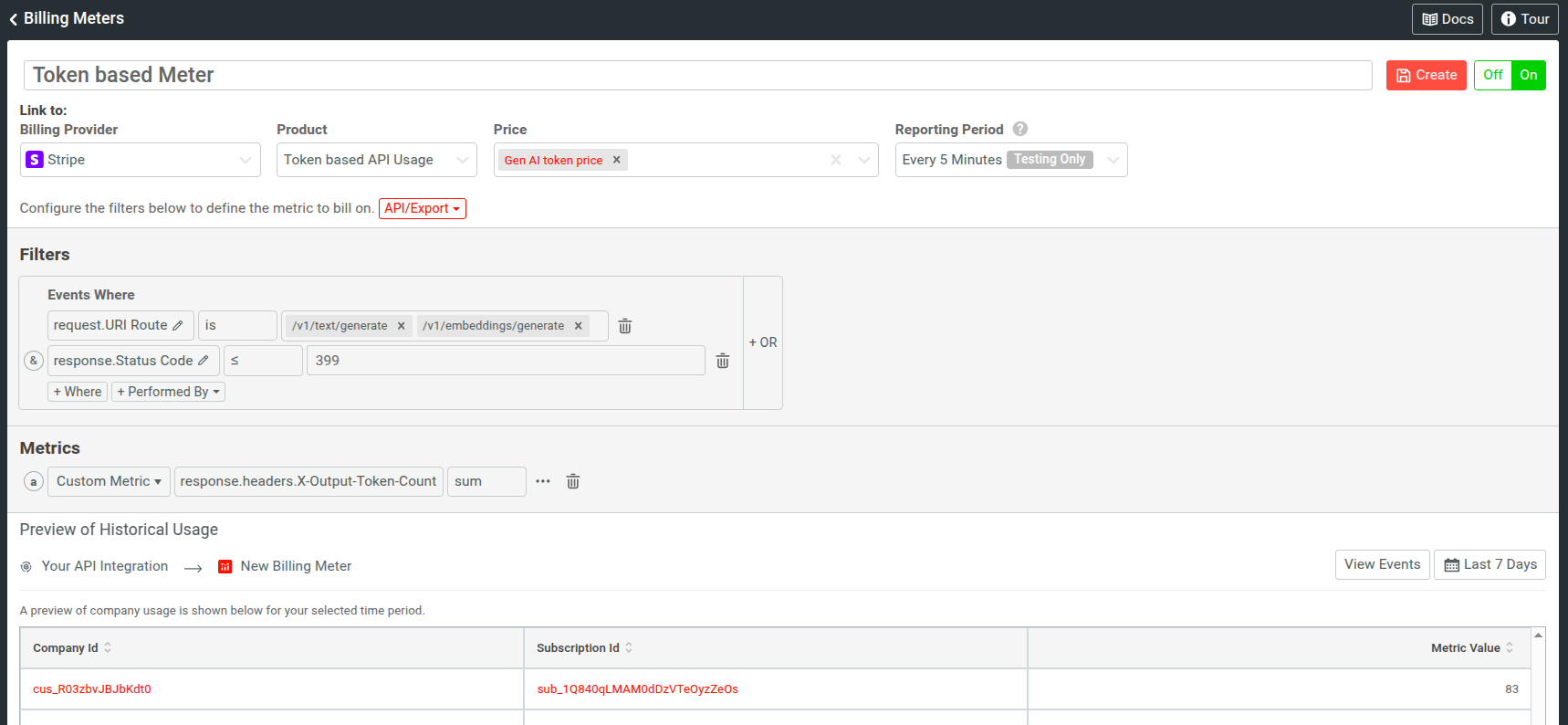 A billing meter in Moesif that tracks and meters AI API usage by token usage to charge customers. A token-based billing meter in Moesif