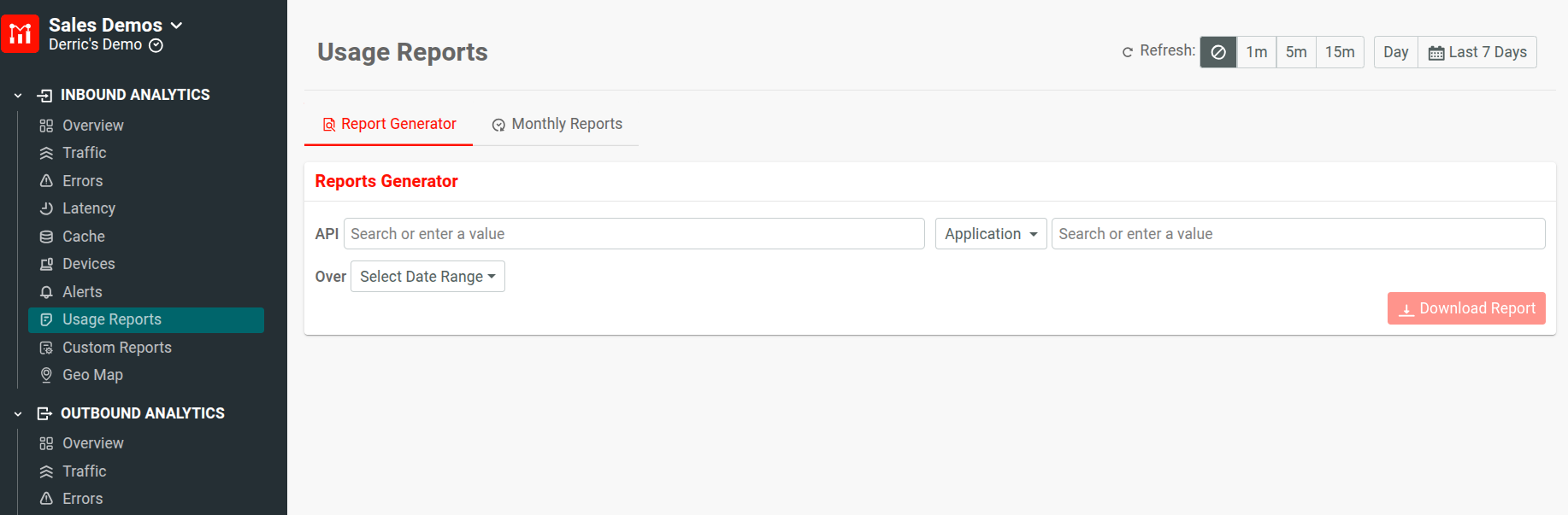 Generating and downloading API usage reports in Moesif Basic Insights . Usage Reports in Moesif Basic Insights.