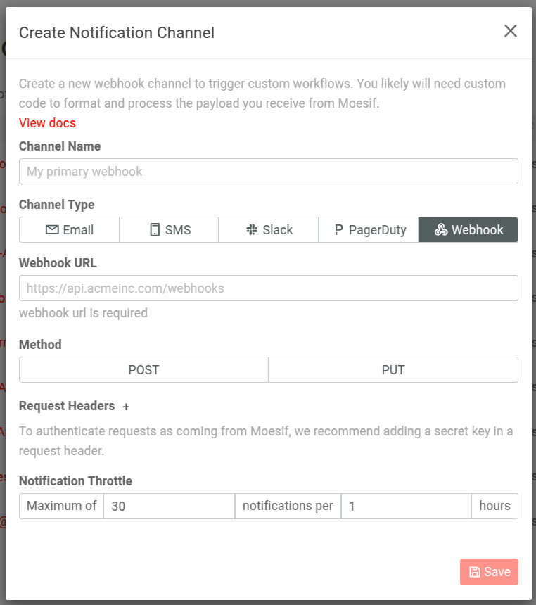 Creating Notification Webhook Channel