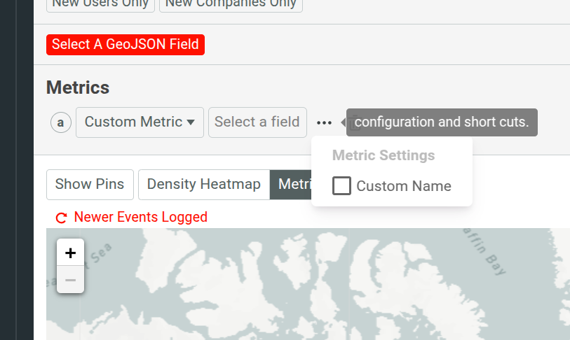 Configuration and Shortcuts menu in a Segmentation chart