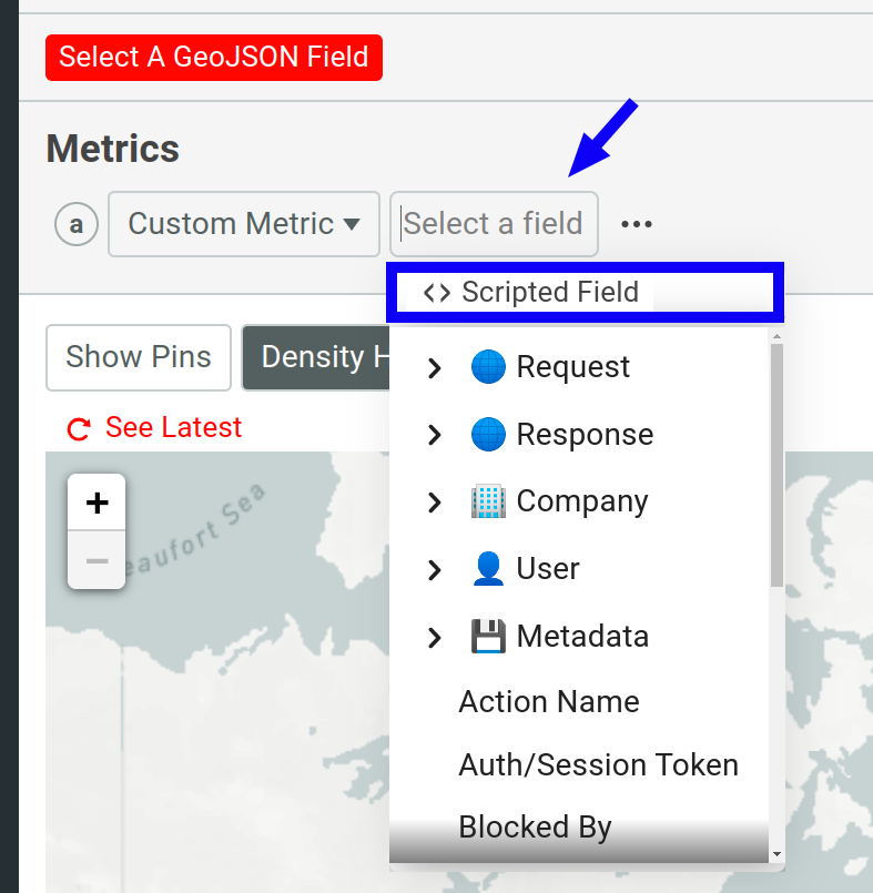Add a scripted field in a Geo Heatmap chart