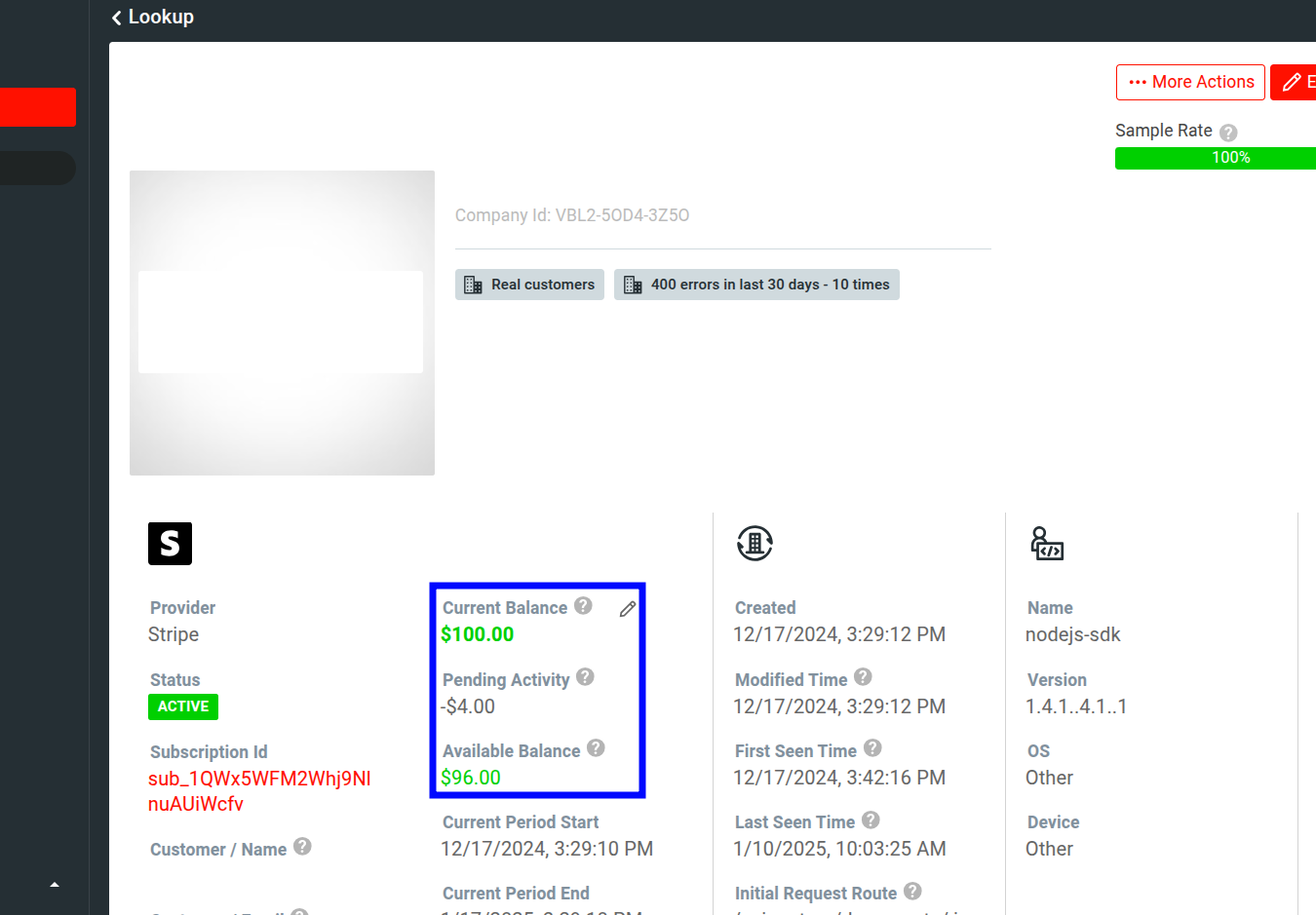 Consumption fields in the Moesif UI