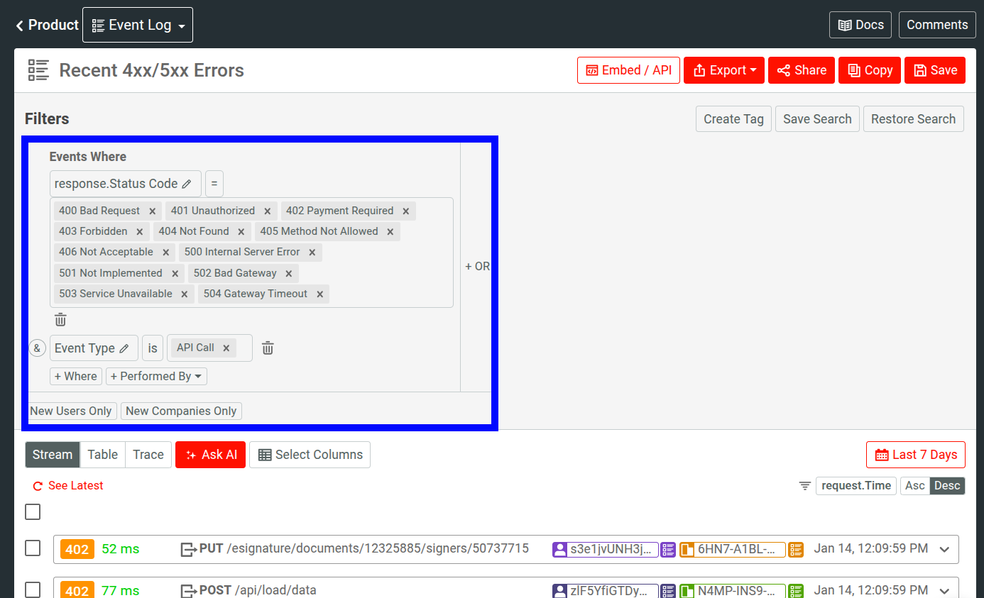 change filter for a workspace