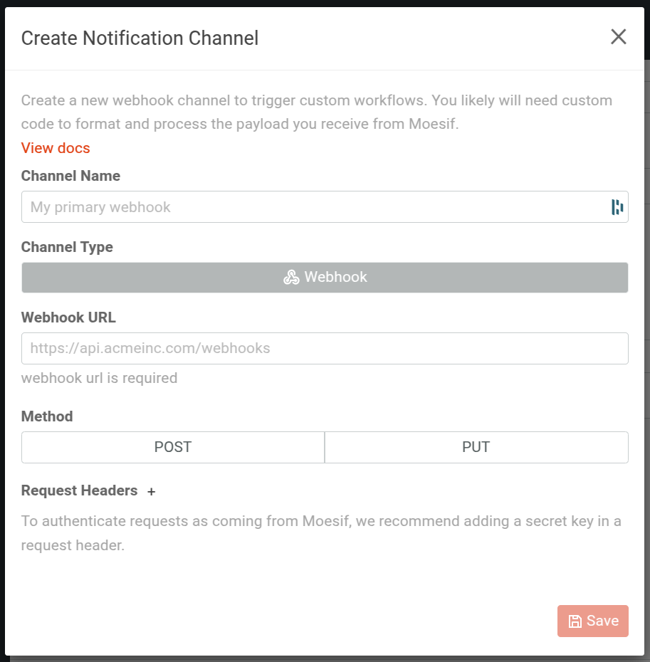 Creating Notification Webhook Channel