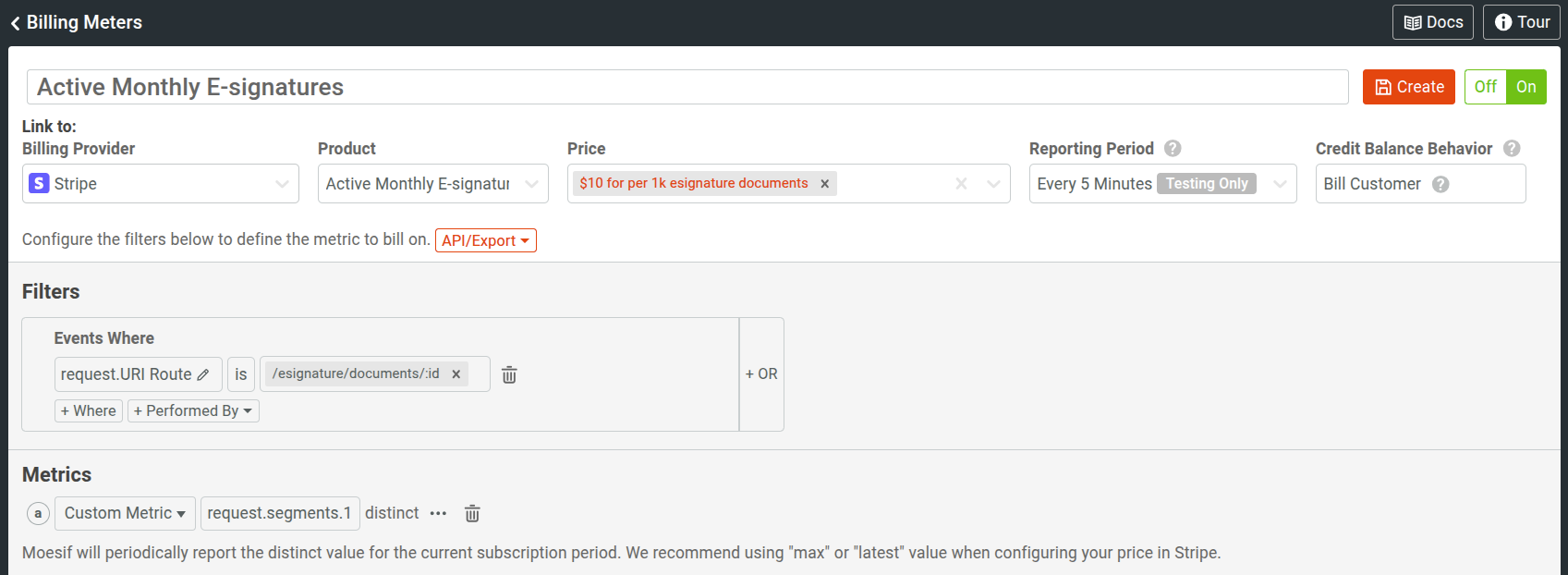 Example of a custom metric being used as a 'unique' criteria