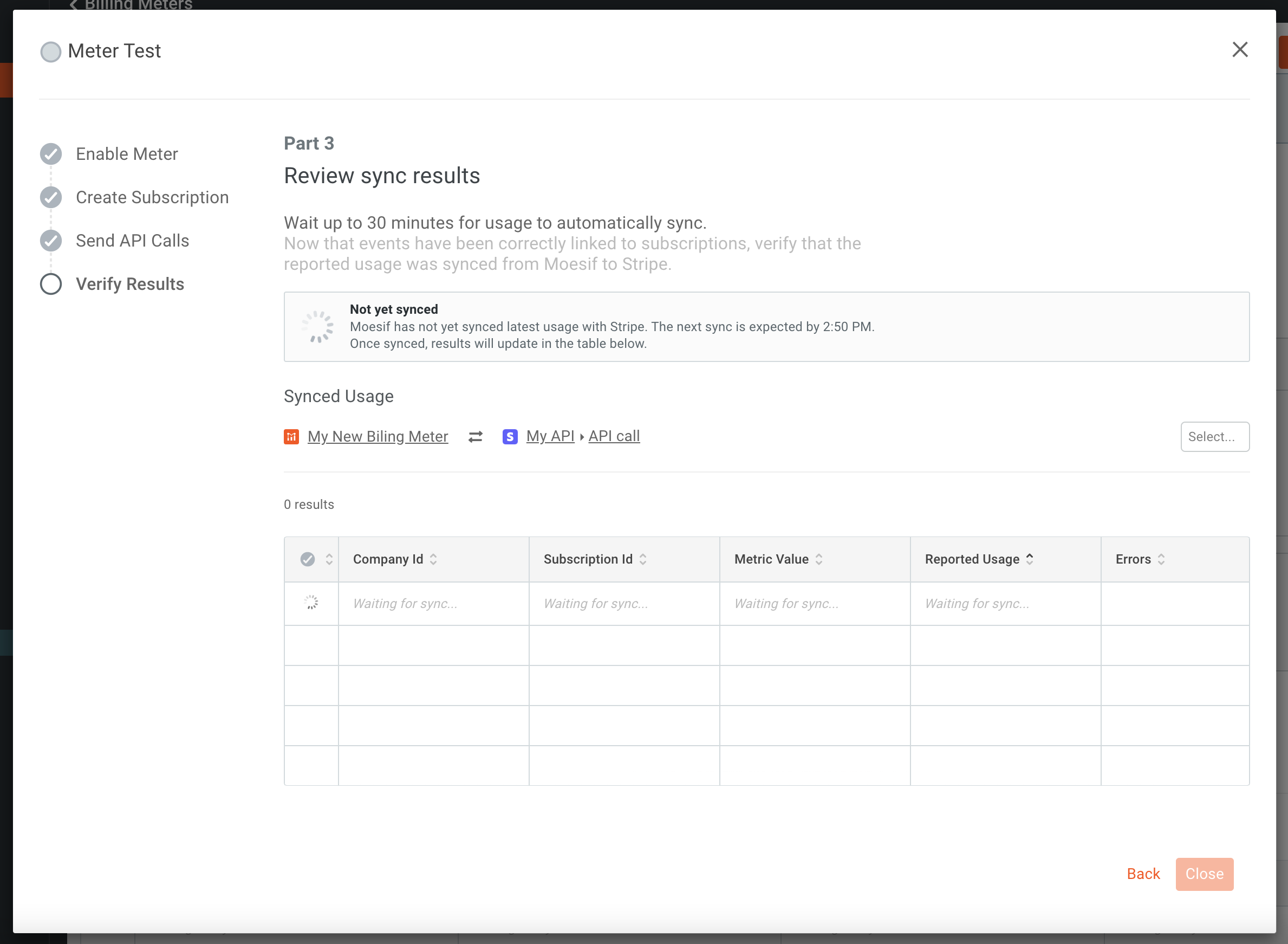 meter test step 3 pending