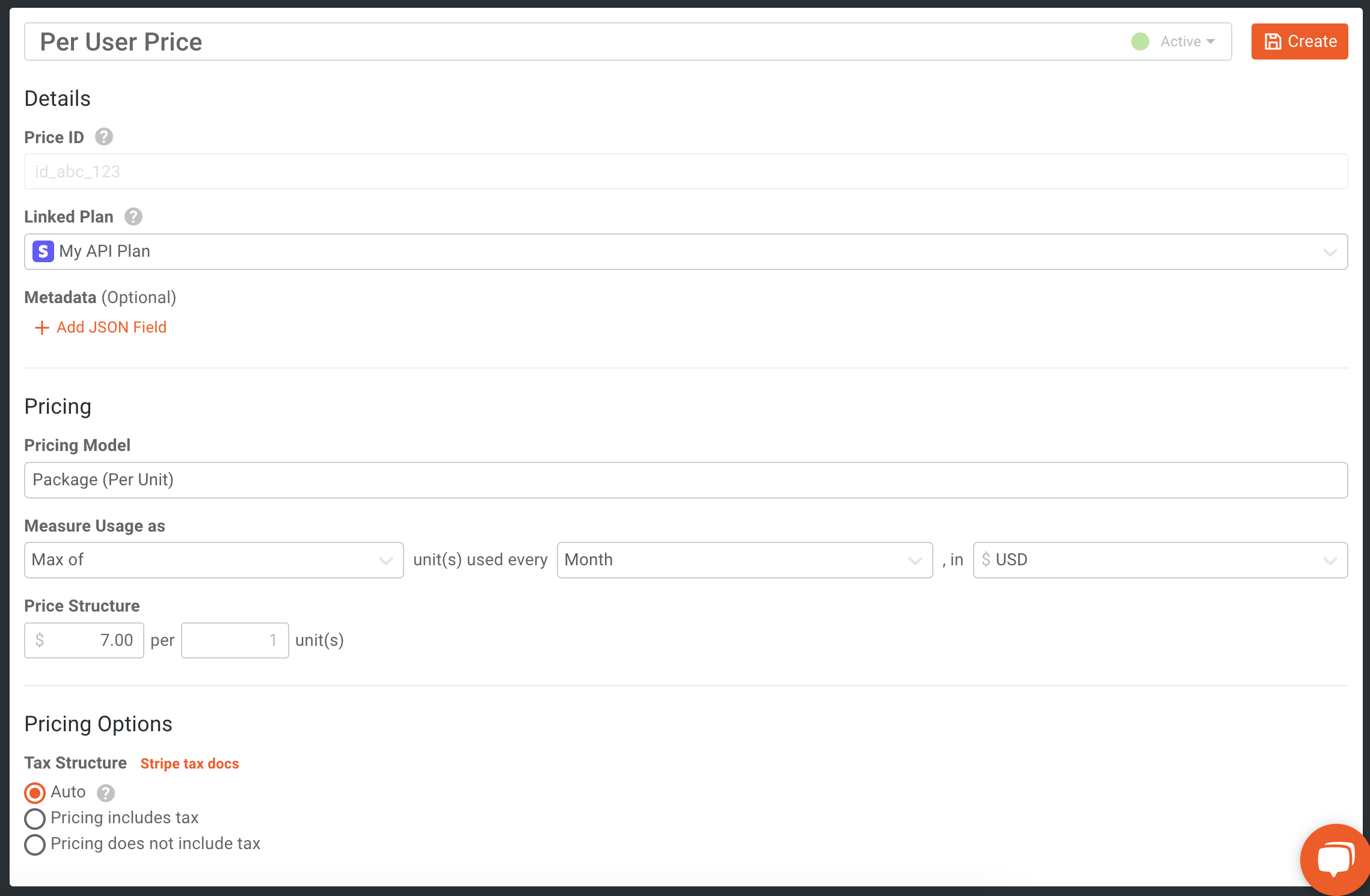 Example of price in Moesif for uniques