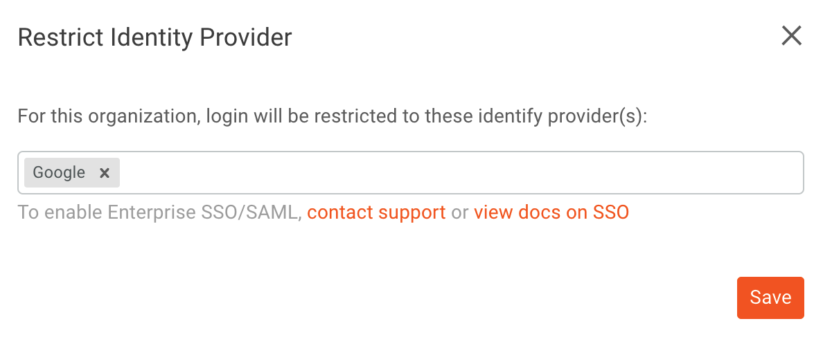 Restrict Identity providers