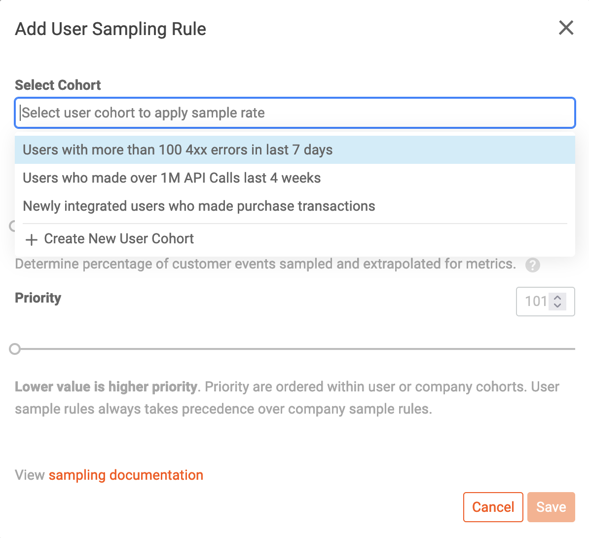 Apply Sample Rate to User Cohort