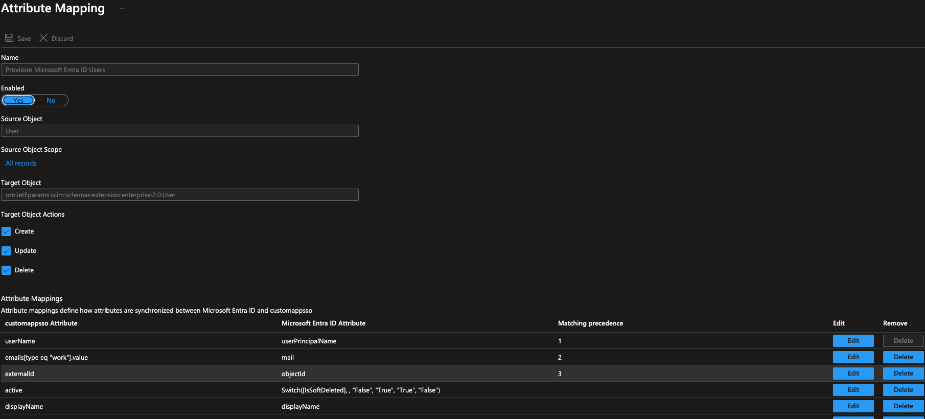 Entra Define Mapping