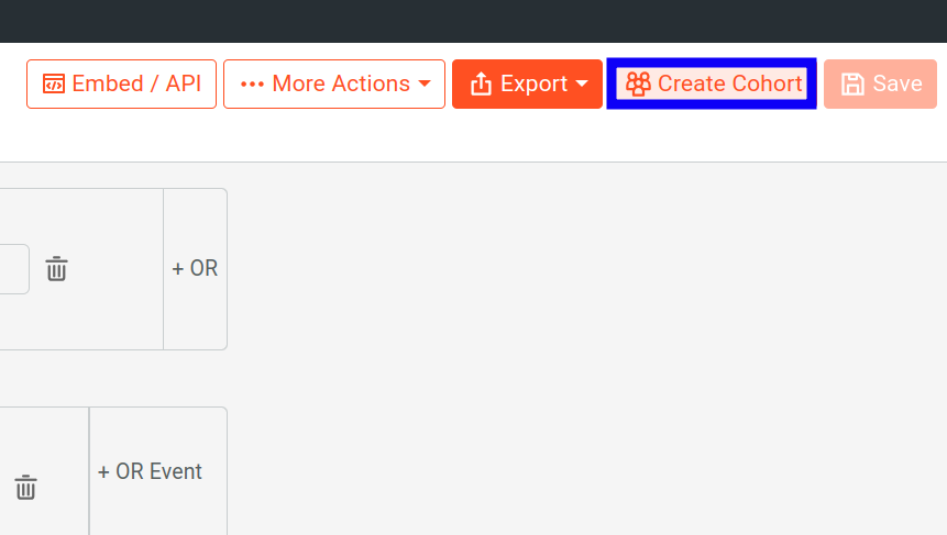 'Create Cohort' button in Lookup analysis