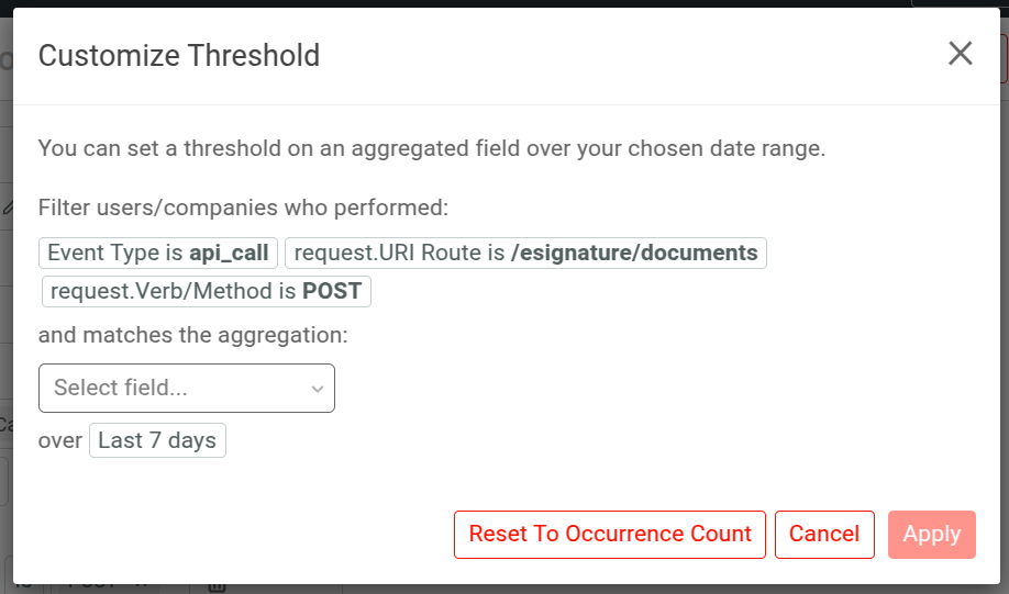 Customize Threshld dialog in saved cohorts.