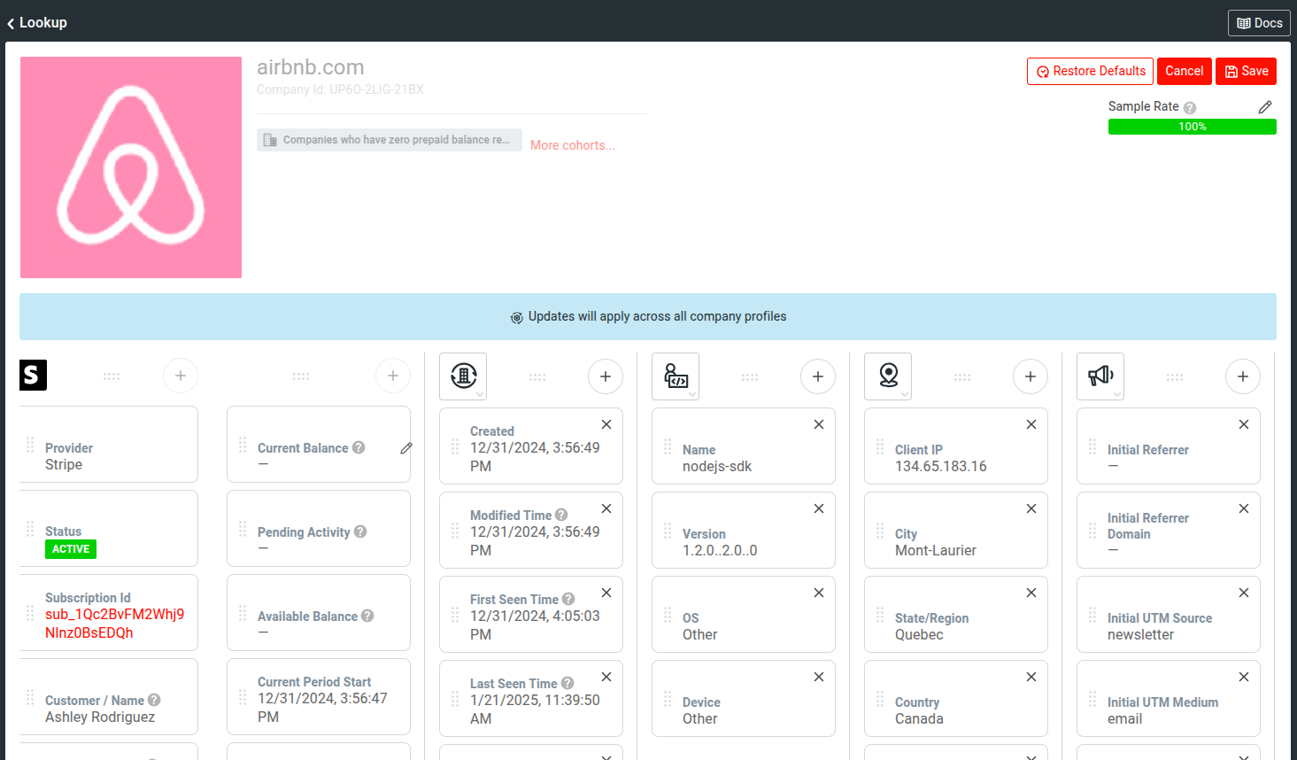 Editable Profile Layout