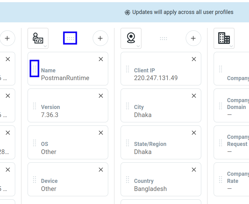 Rearrange Profile View Fields and Columns
