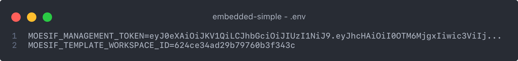.env file for embedded config
