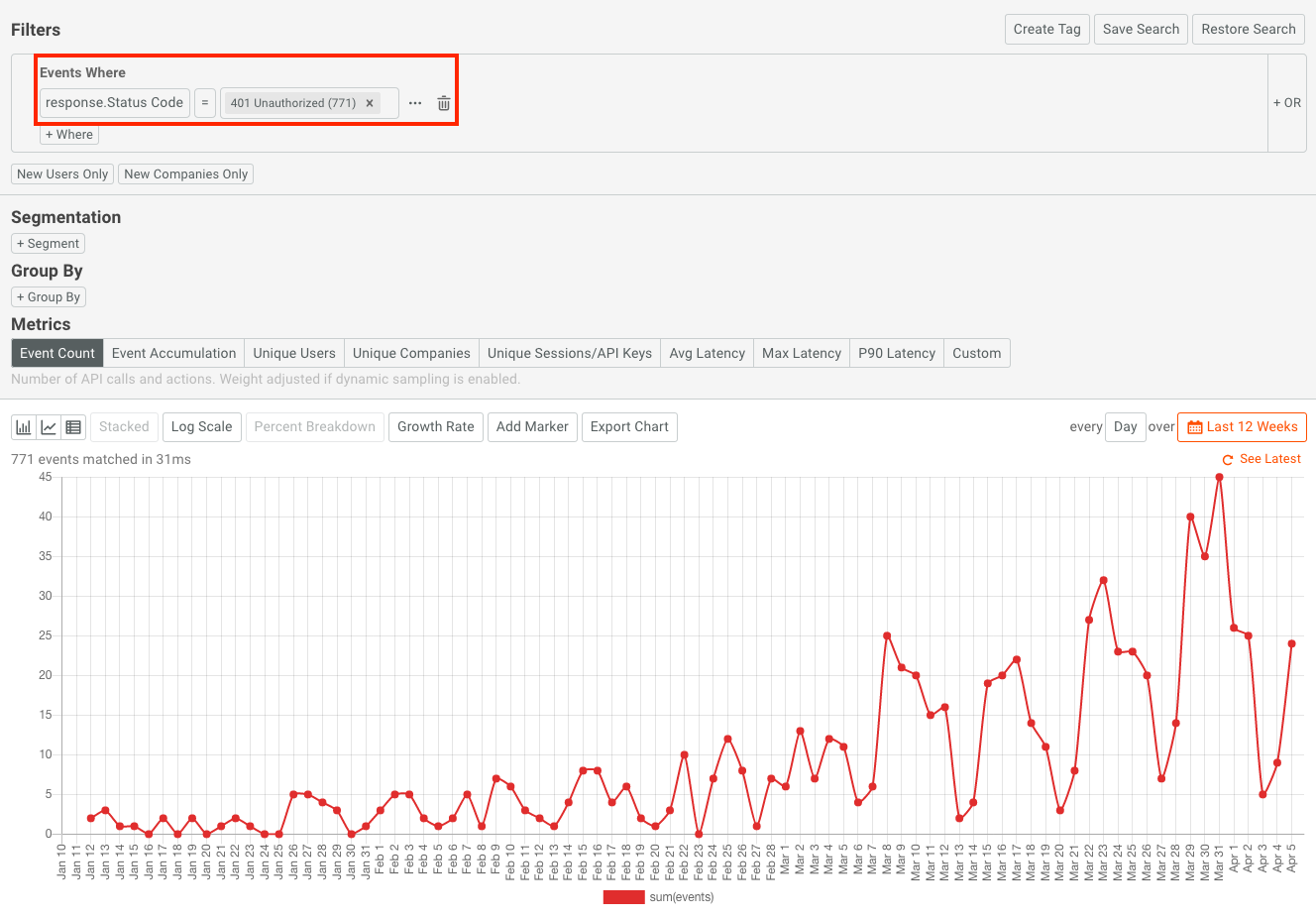 Query filter in Moesif