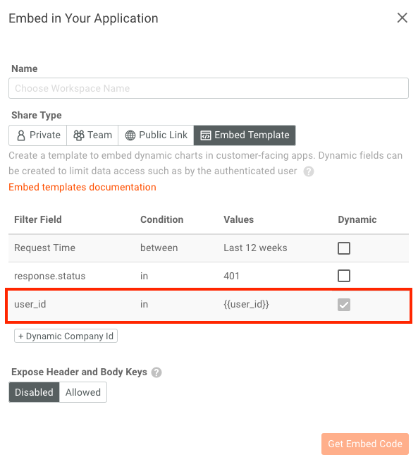dynamic user ID param added