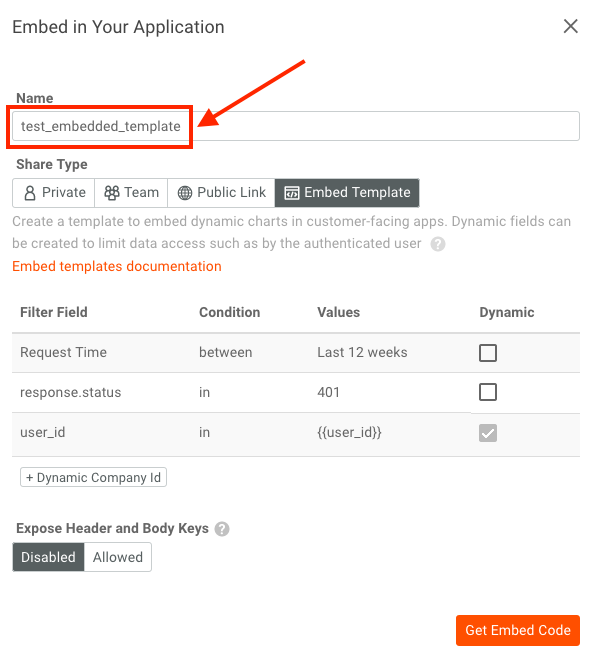 naming embedded template in Moesif