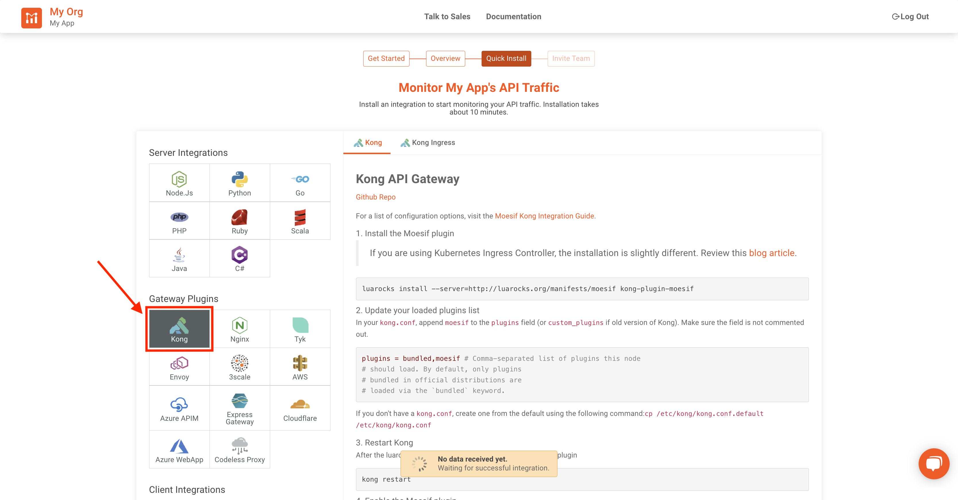 Moesif Kong Gateway Integration Information