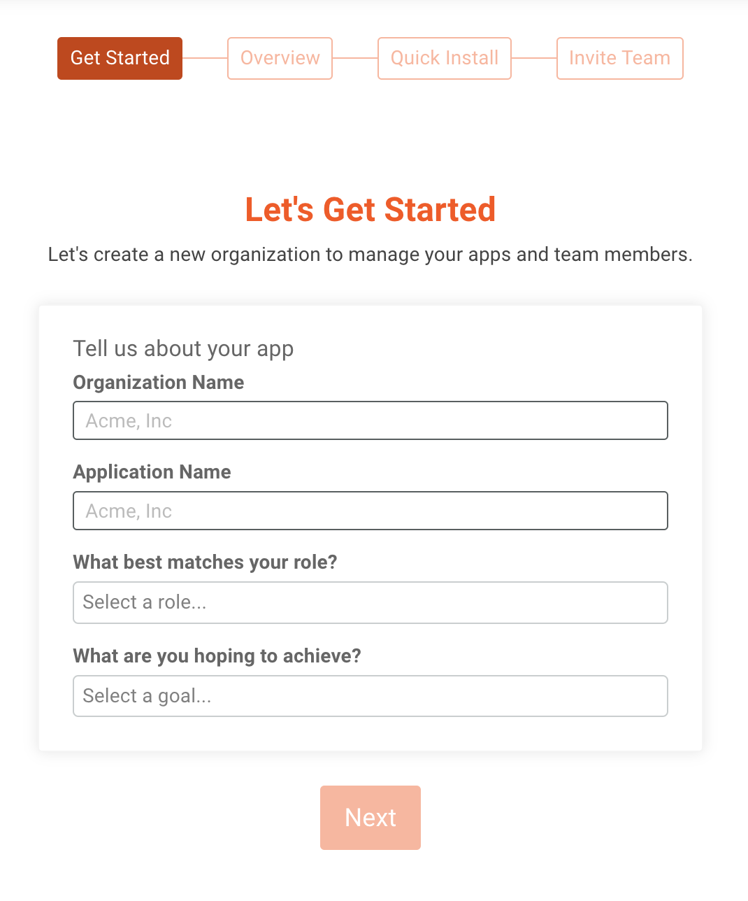 Moesif getting started screen