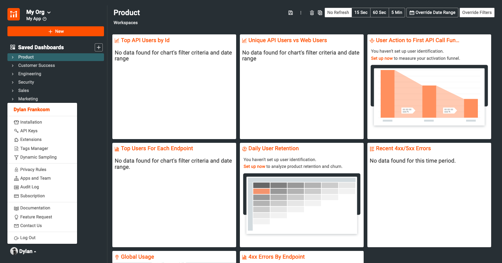 Showing location of API Keys