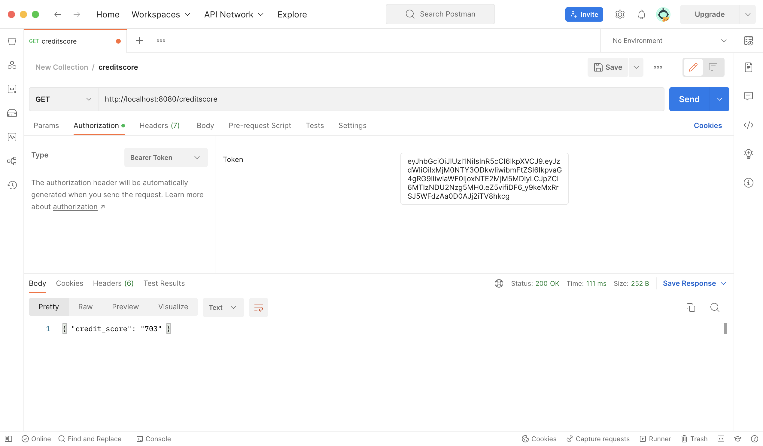 Postman with authorization Bearer Token
