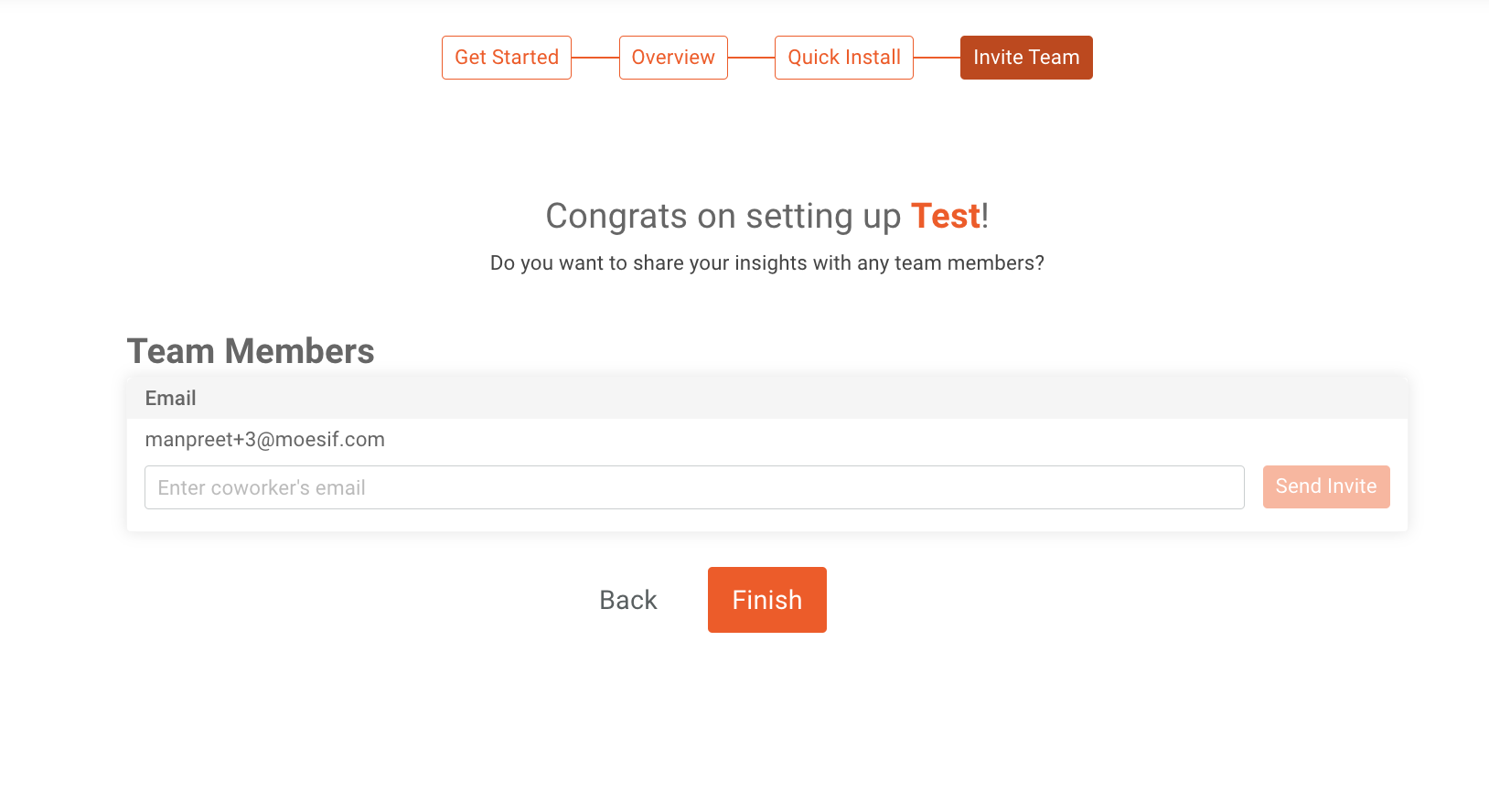 Moesif invite team screen