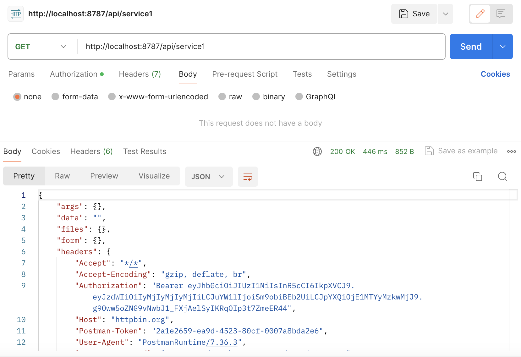 Example API request to Worker endpoint