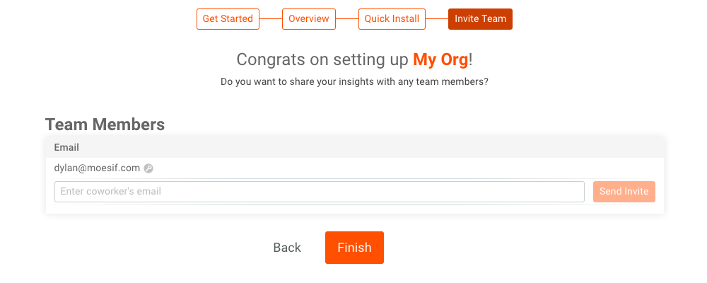 Moesif invite team screen