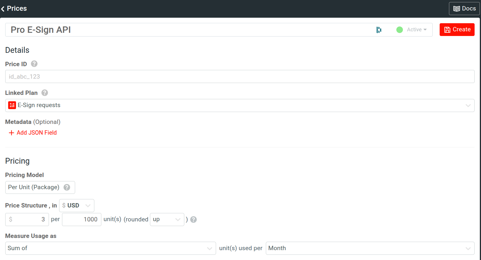 Creating a price in Moesif