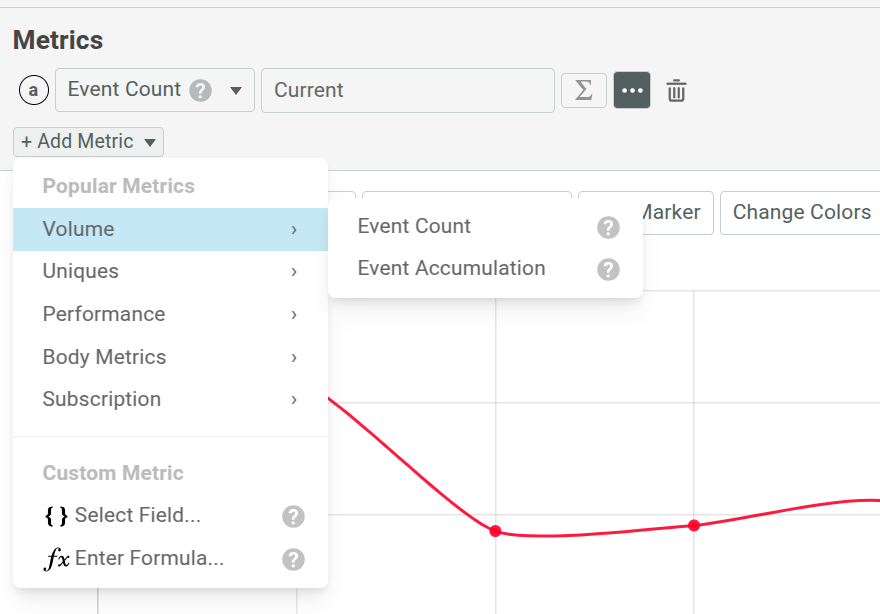 Creating and configuring the second event count metric in a Moesif Time Series.