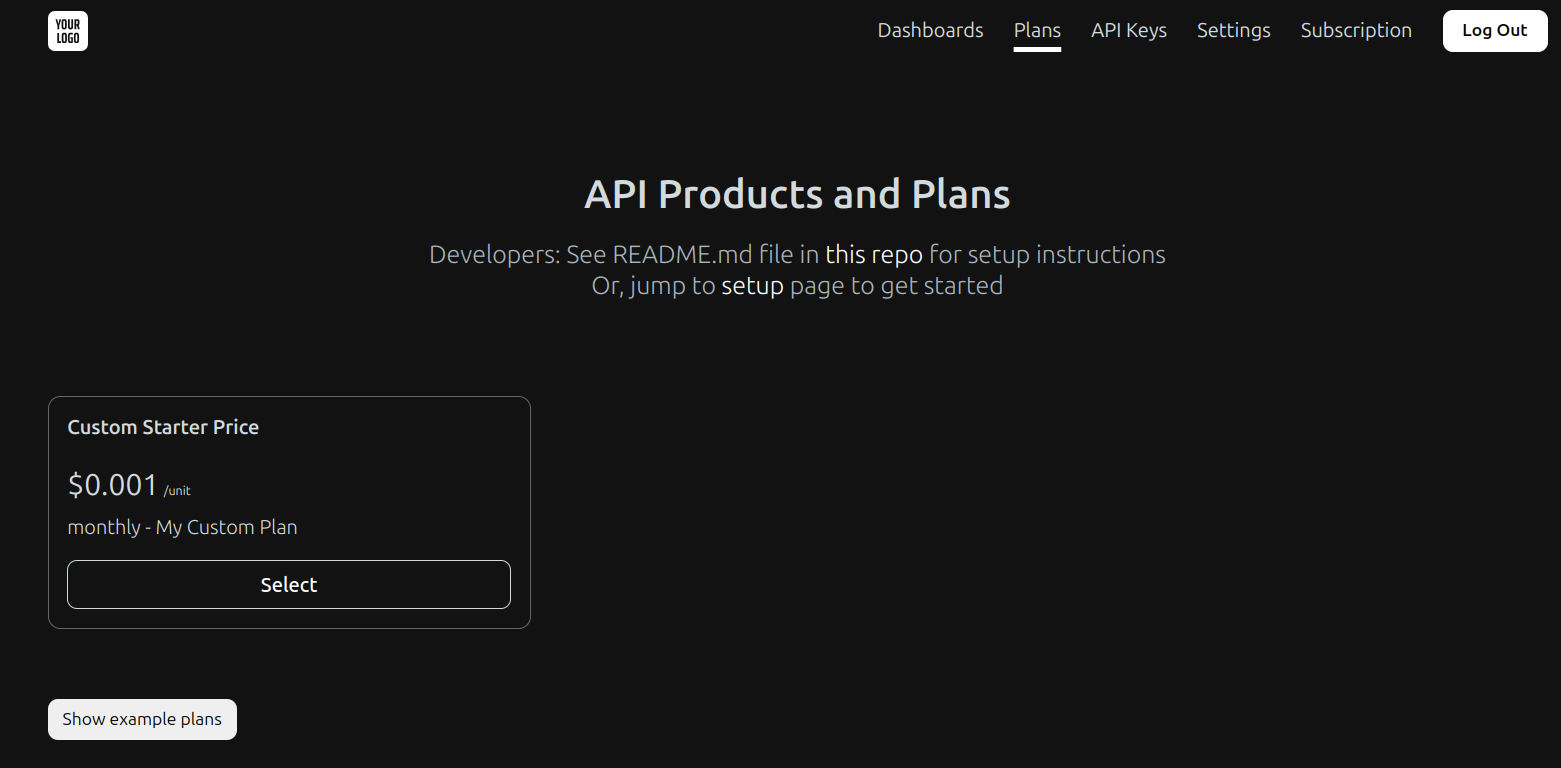 'Plans' page in Moesif Developer Portal showing available subscription plans for an API product 'Plans' page in Moesif Developer Portal.